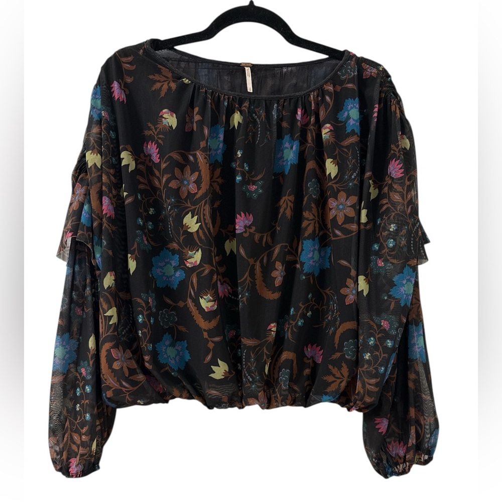 Free People Wildflower Honey Mesh Boho Top